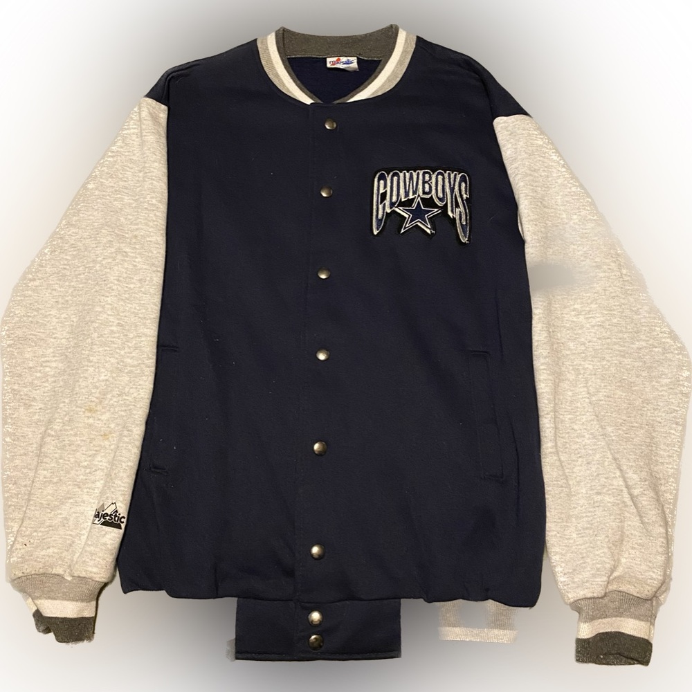 Dallas Cowboys Majestic Medium Bomber Varsity Snap down Button Men's Jacket
